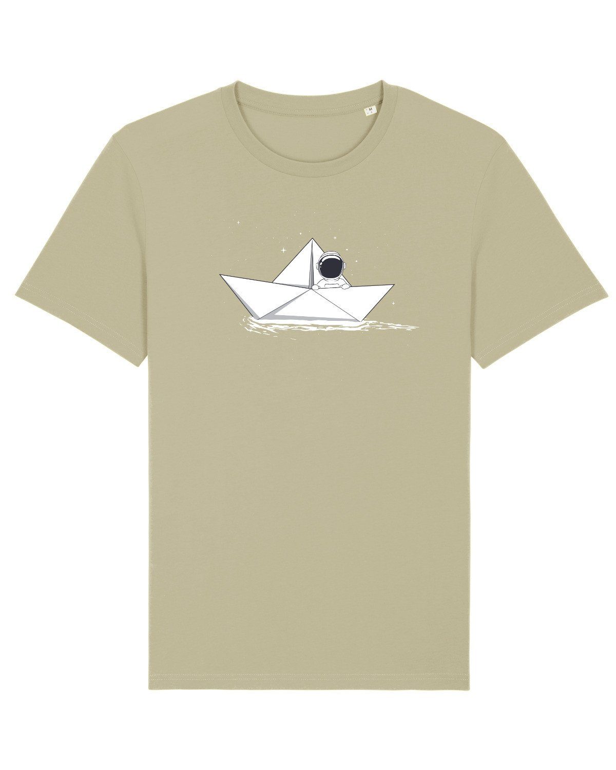 wat? Apparel Print-Shirt Astronaut in paper boat (1-tlg) salbeigrün