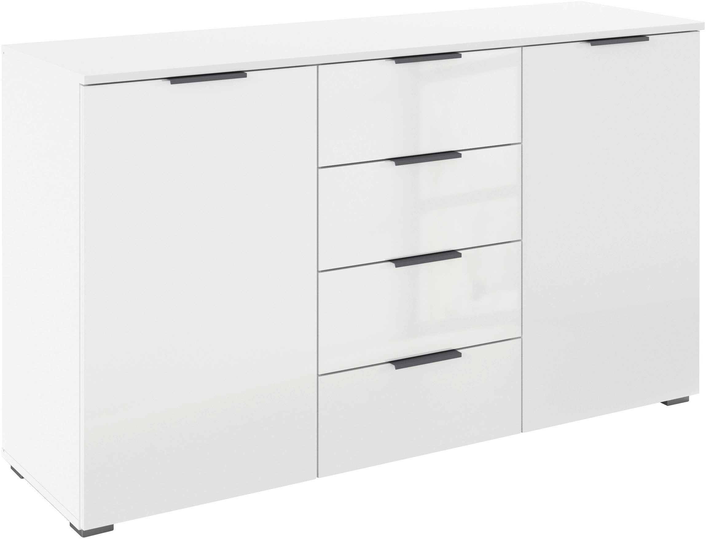 OTTO home Kombikommode Sideboard Schubladenkommode AGORDO mit Dekor- oder Hochglanzfront (in zwei Griff-Farben, Breite 120 cm), vier große Schubladen, mit insgesamt 4 Einlegeböden MADE IN GERMANY