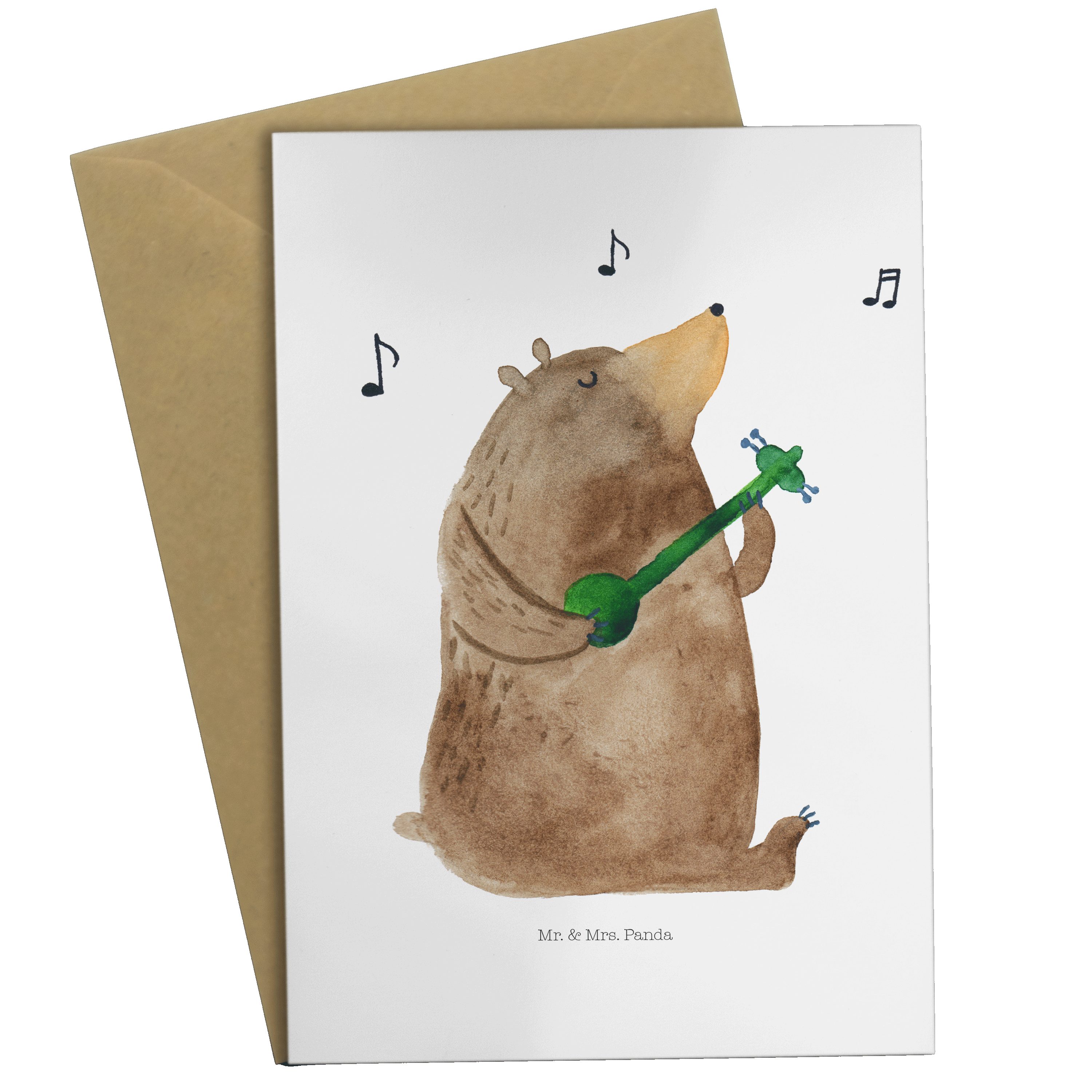 Weiß - Geburtstagskarte, Panda - Teddybär, Geschenk, Mrs. Grußkarte Mr. Karte, Lied & Bär Teddy
