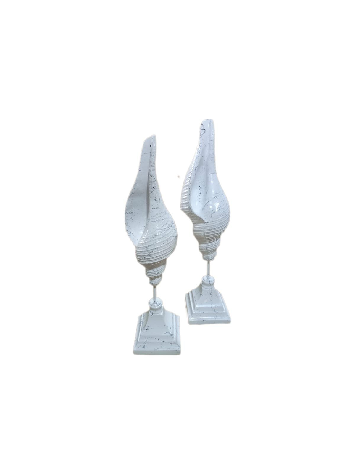 moebel17 Dekofigur Skulptur Muschel 2er Set Weiß Marmoroptik, Dekofigur aus Polyresin