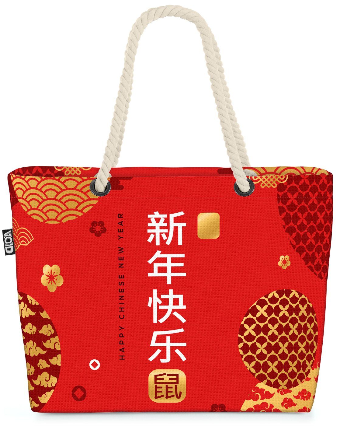 China New Rot Feier New Strandtasche Chinese Year Beach Silvester VOID (1-tlg), Chinese Year Bag Chinesen
