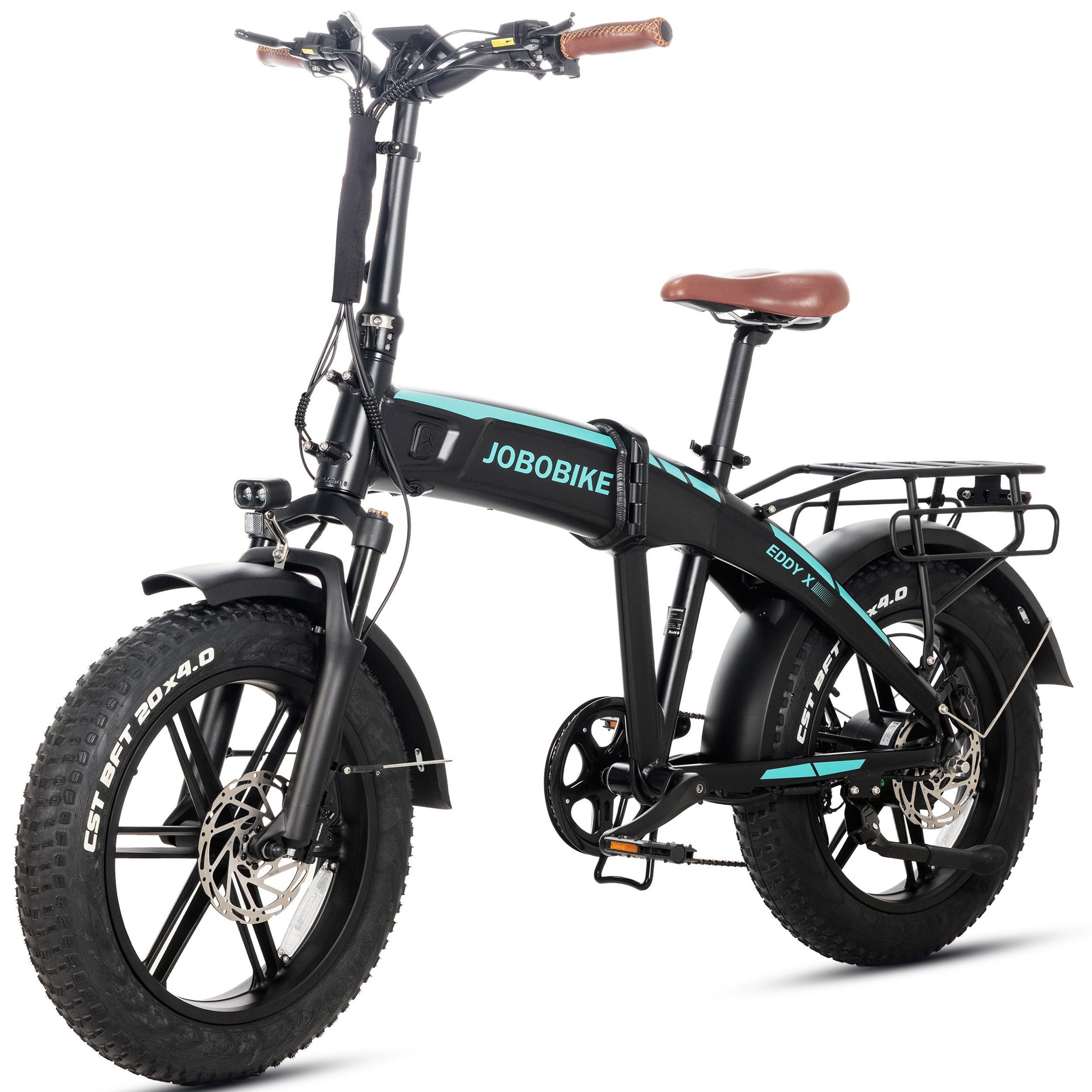 JOBOBIKE E-Bike Klapprad 20 Zoll, 120km, mit Blinkern &Bremslicht, All-Terrain Elektro-Fatbike, 7 Gang Shimano, Kettenschaltung, Heckmotor, 720 Wh, (Faltrad, LCD-Farbdisplay, 5 Stufen), Mountainbike, MTB, Hydr. Bremse, Elektrofahrrad für Damen und Herren