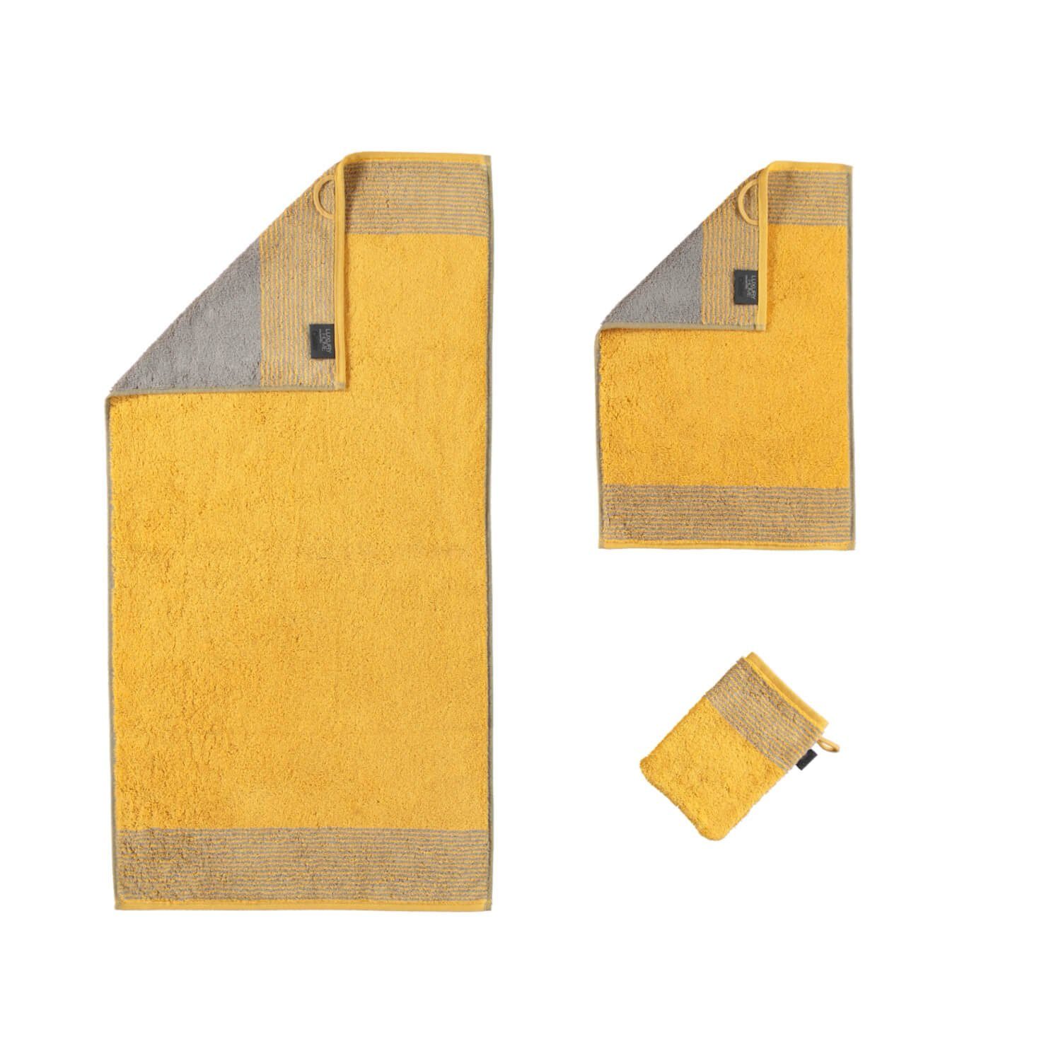 Cawö Handtuch Gästetuch Two-Tone 590 57 Curry, Walkfrottier (1-St), Streifen, Gestreift, Flauschig