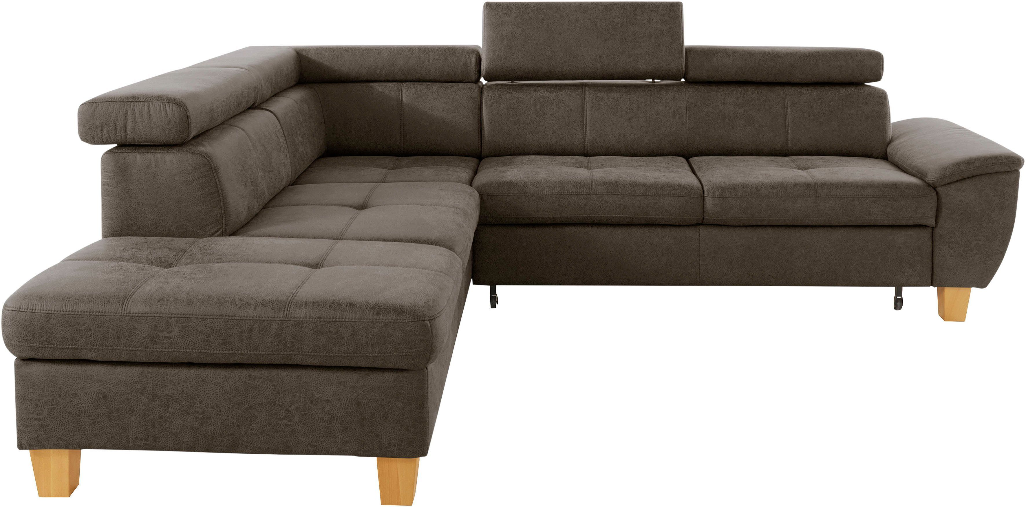 exxpo - sofa fashion Ecksofa wahlweise Bettfunktion Bettkasten und Kopfteilverstellung, Enya, inklusive