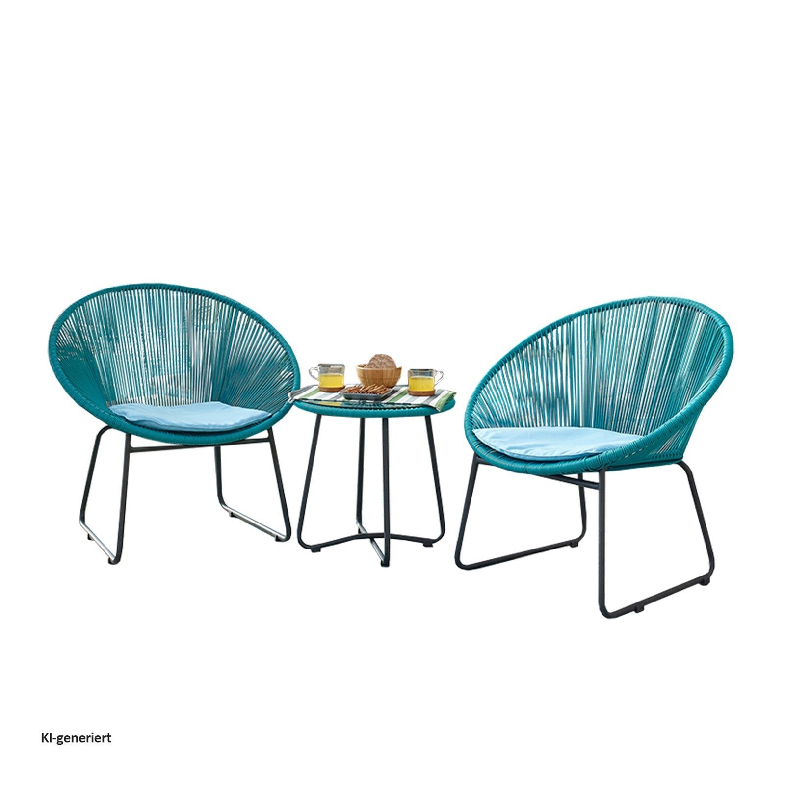 HTI-Line Sitzgruppe Terrassenmöbel Almeria, (Set, 3-tlg., 2x Sessel, 1x Tisch, inkl. Sitzkissen), Gartenmöbel Loungegarnitur