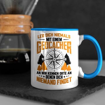 Trendation Tasse Trendation - Geocaching Tasse Geschenk Nur Noch Einen GPS-Schnitzeljag Geschenkidee Pfadfinder Geburtstag Leg Dich Niemals Mit Einem Geocacher