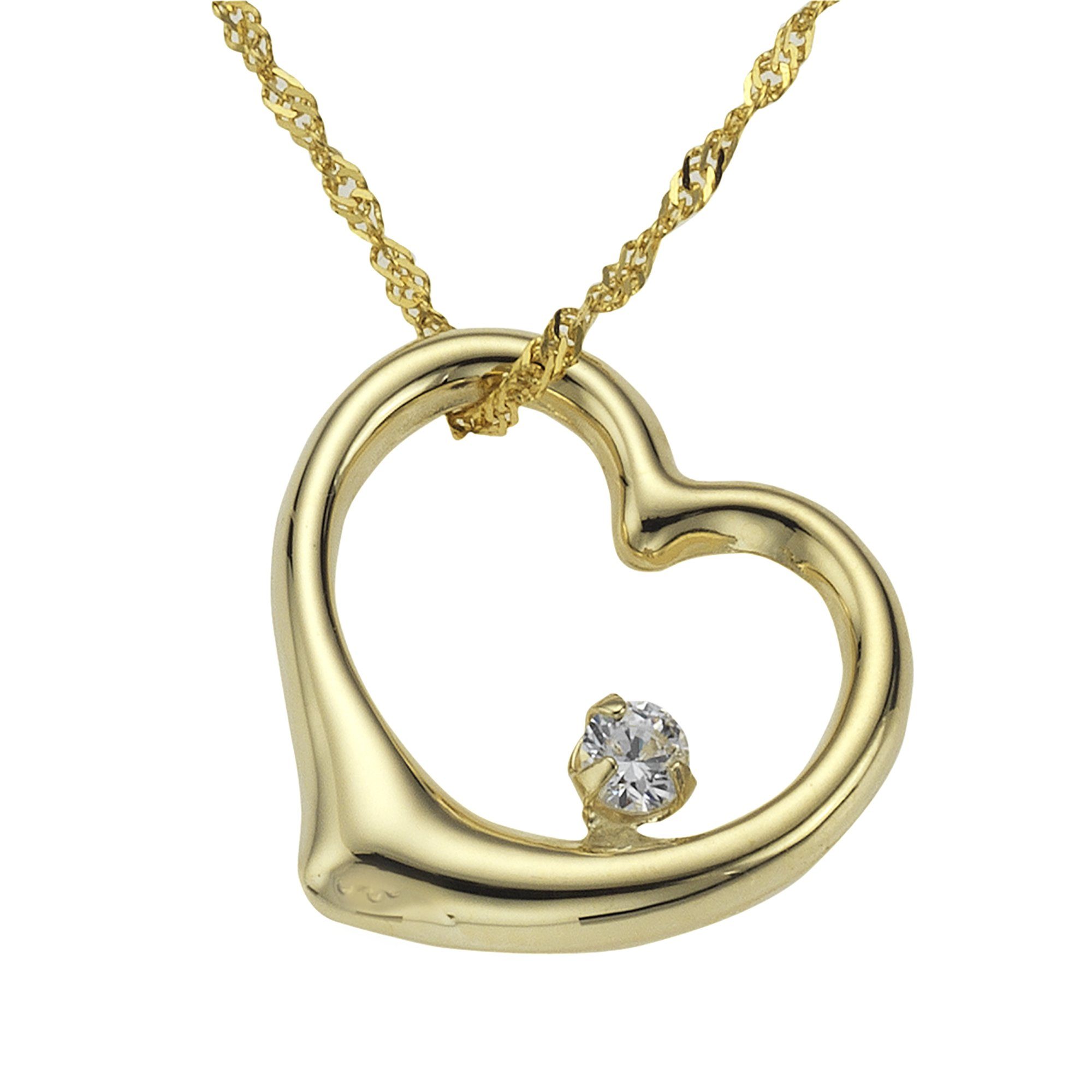 Fascination by Ellen K. Kette mit Anhänger Gold 333 Herz Motiv Zirkonia wei günstig online kaufen