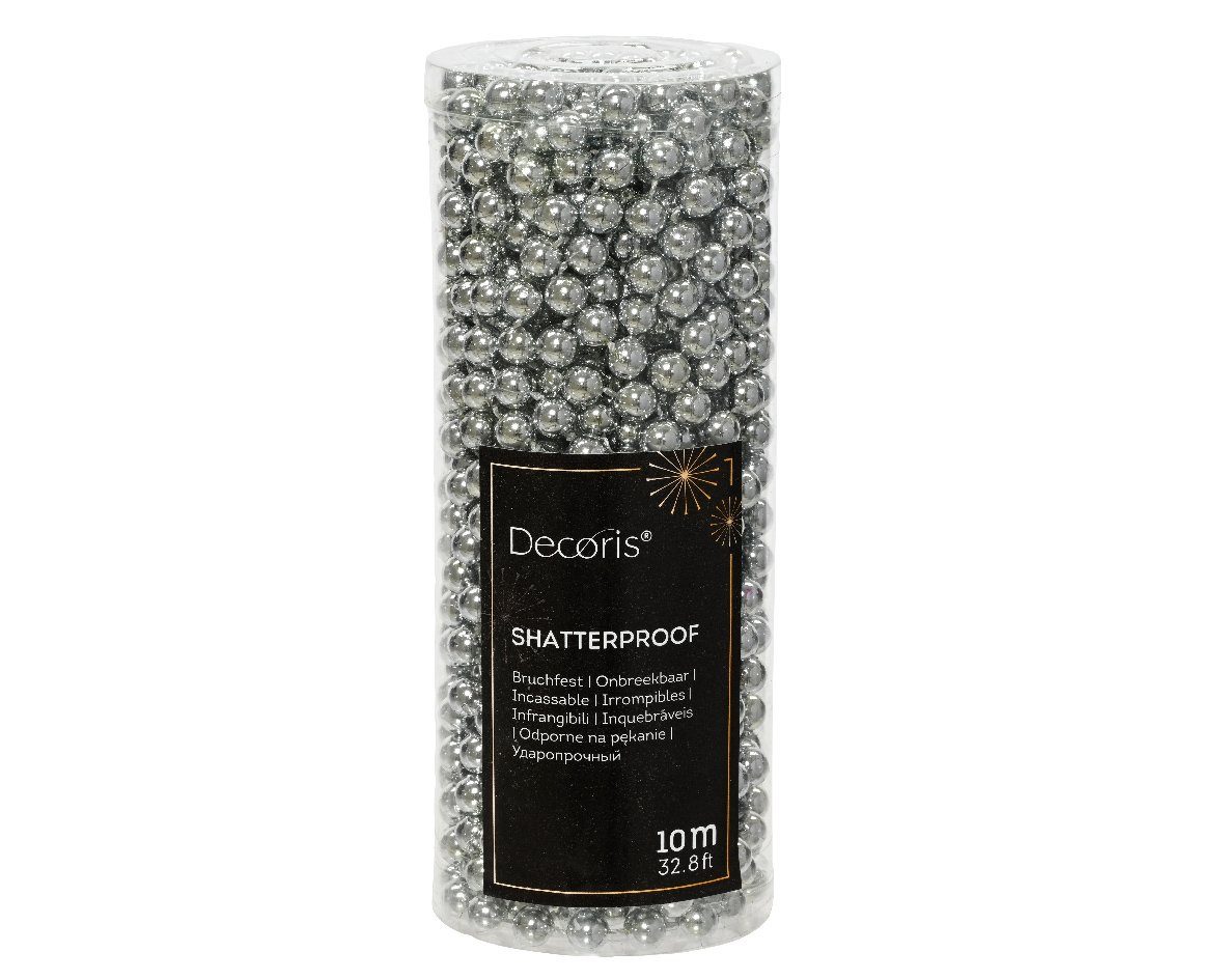 Decoris season decorations Girlanden, Perlenkette 8mm x 10m Kunststoff - Marmorgrau