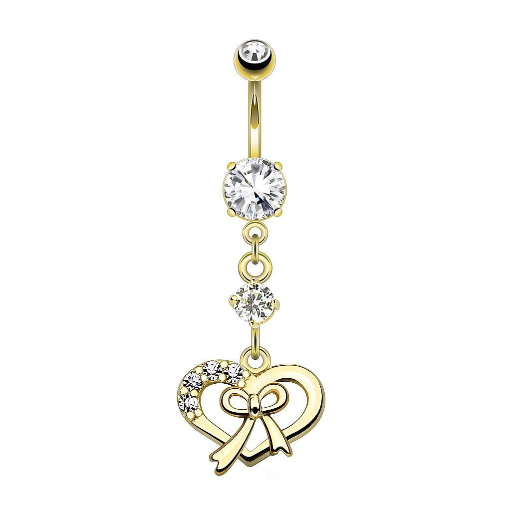 Taffstyle Bauchnabelpiercing Piercing Chirurgenstahl Kristall Herz Schleife, Bauchnabelpiercing Bauch Bauchnabel Piercing Banane Stecker Anhänger