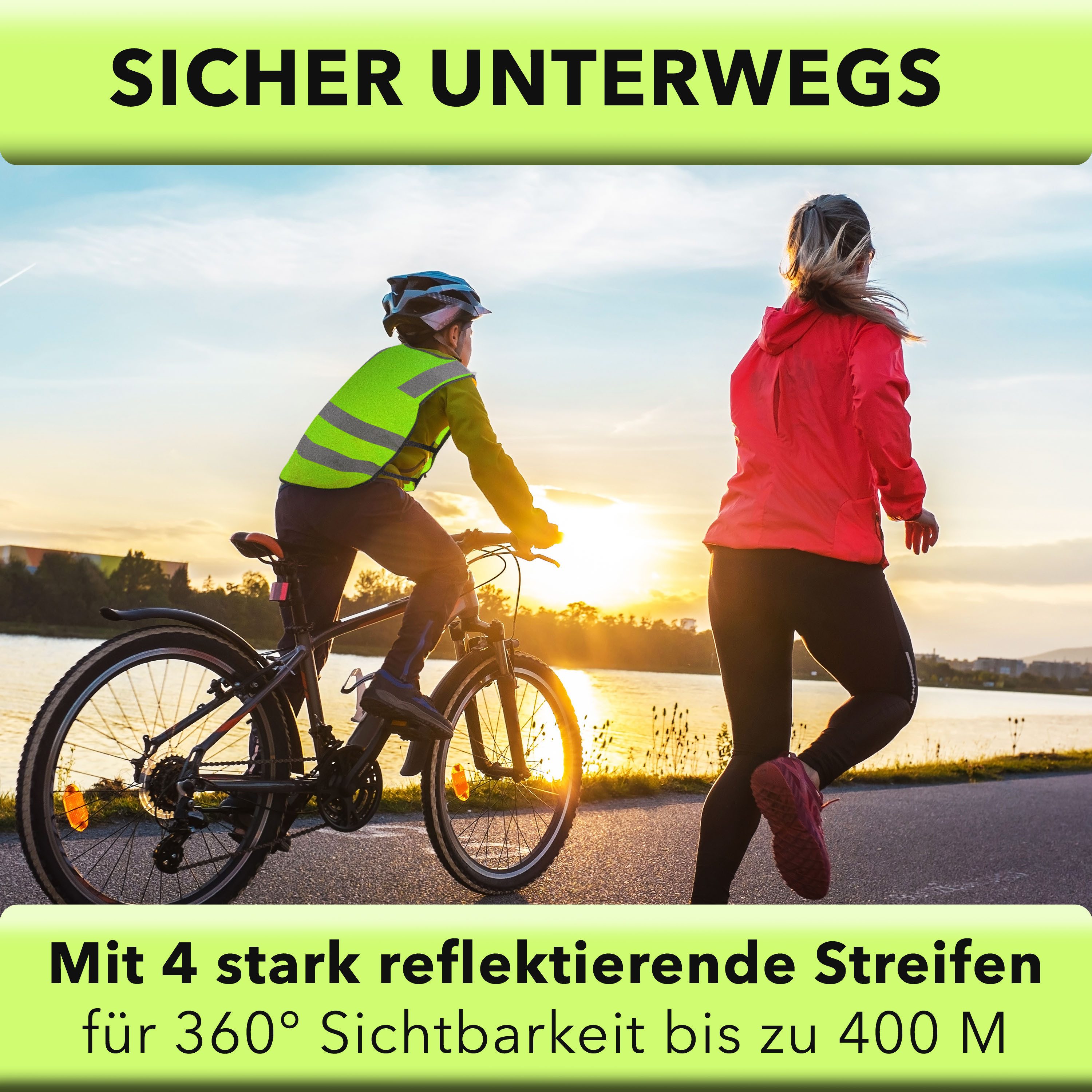 AVANA Warnweste Kinder Reflektorweste (3-12 Jahre) reflektierende Sicherheitsweste hohe Sichtbarkeit, leichte Weste – Bild 2 von 5
