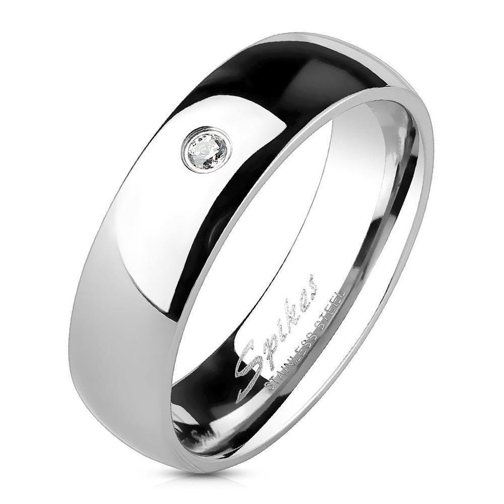 BUNGSA Fingerring 64 (20.4) Ring schmal mit Kristall Silber aus Edelstahl Damen (Ring, 1-tlg), Frauen Mädchen