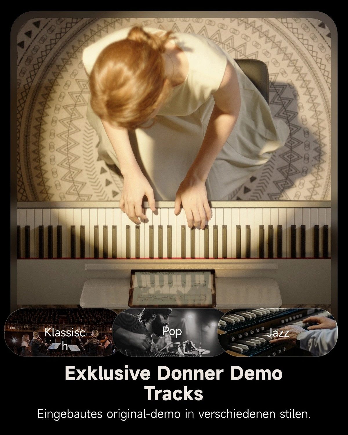 Donner Digitalpiano E-Piano 88 Tasten Hammermechanik, 256 Stimmen, für Anfänger OURA S100 (Set), Echte Berührung Starke Kompatibilität Einfaches Design Platz sparen