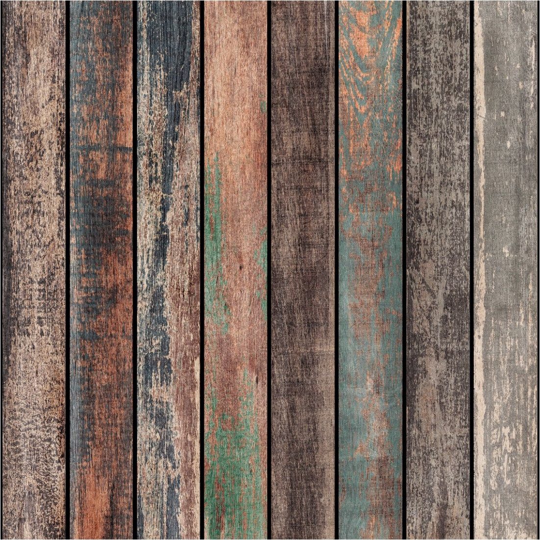 Tadessi Fototapete TADESSI Used-Look M1-No.11717 Tapete Holz-Optik Bunt Braun Holzbretter