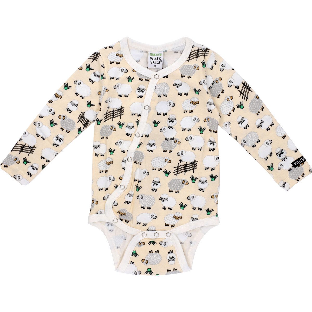 Villervalla Langarmwickelbody Schaf Unisex Kinder (1-tlg) Langarm Einteiler, Body, Longsleeve-Body, Bodysuit, Stretchbody
