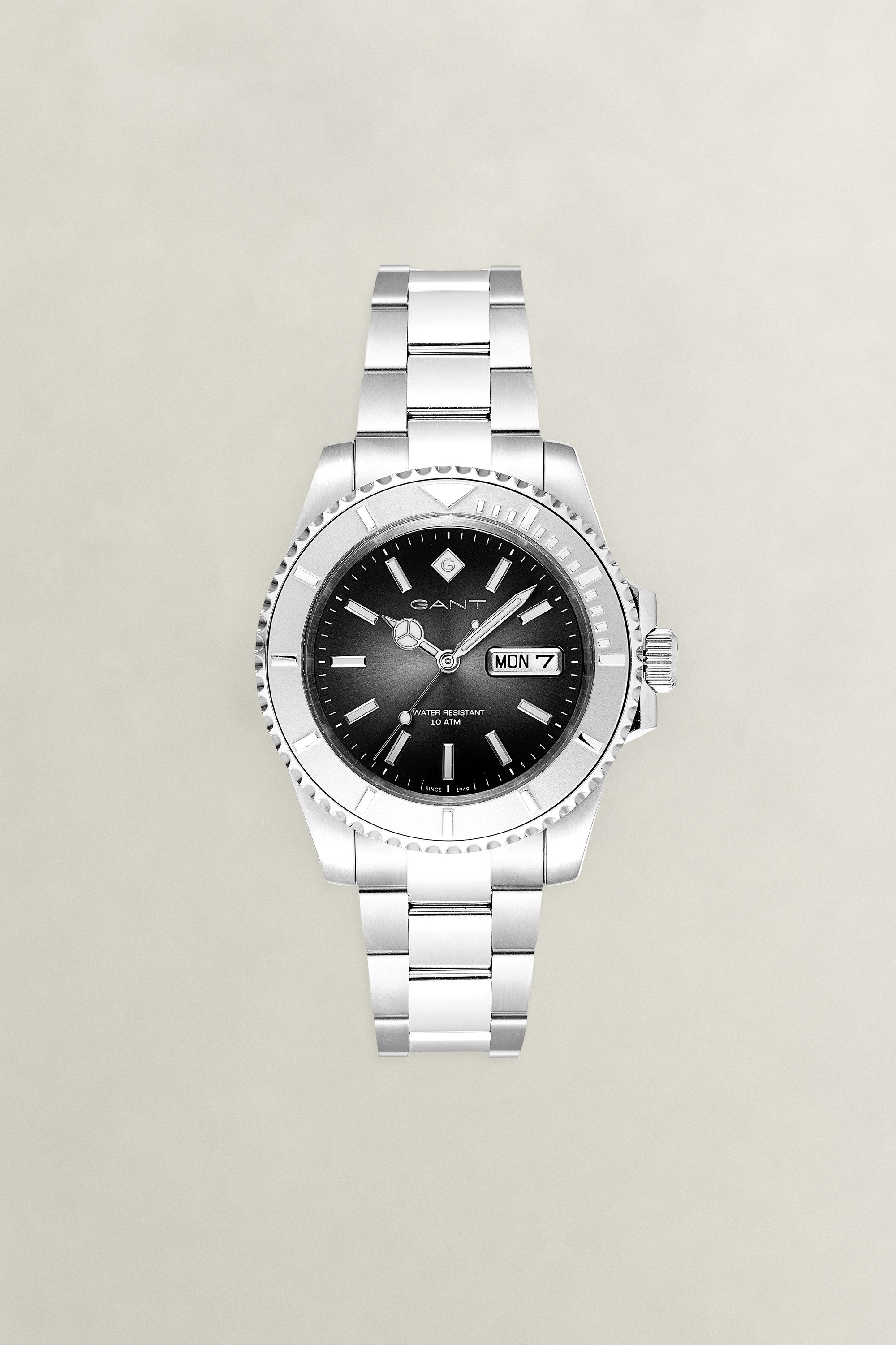 Gant Quarzuhr Watertown G204001, Armbanduhr, Herrenuhr, Edelstahlarmband, analog, Tag, Wochentag