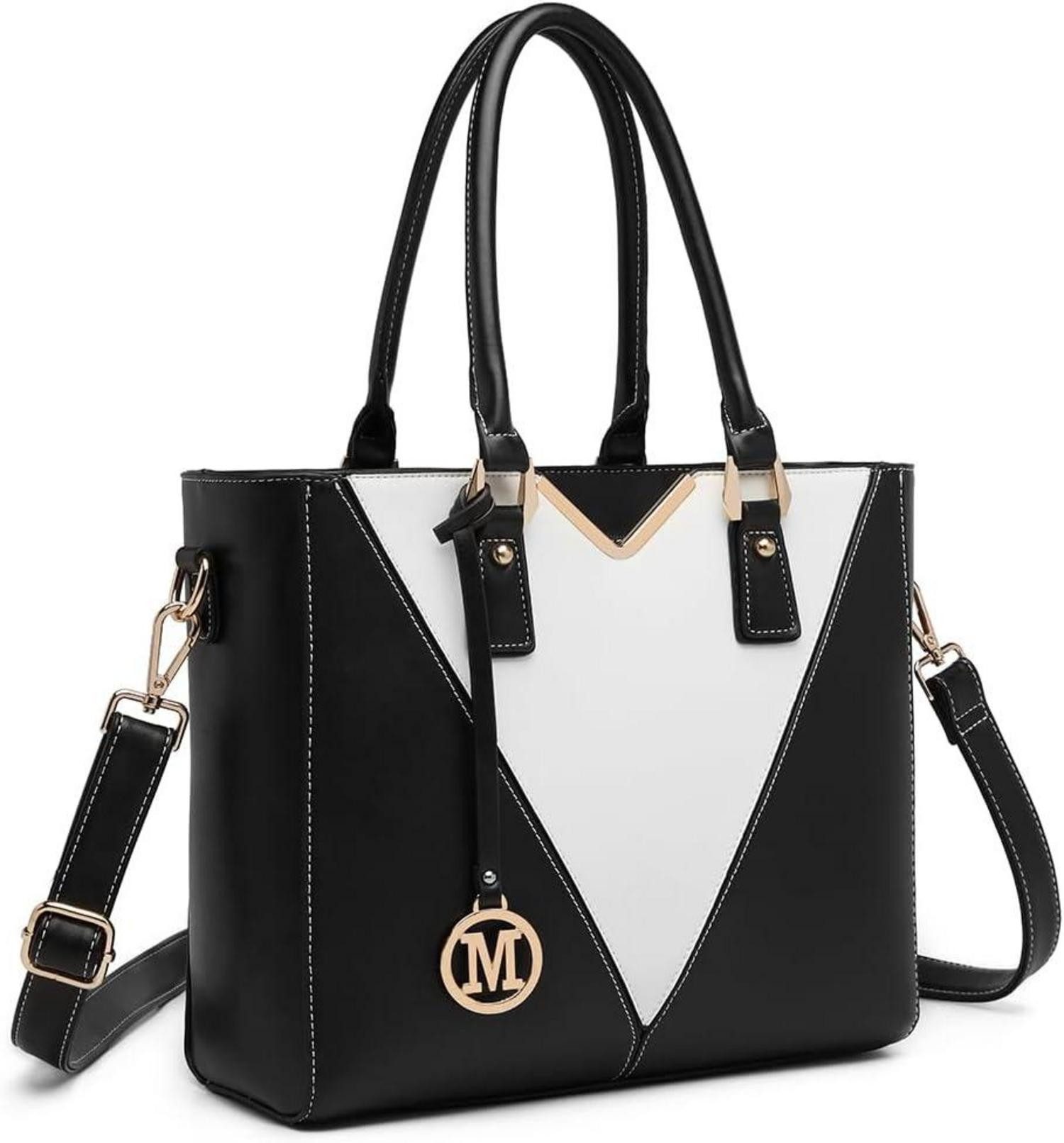 Handtasche Damen Handtasche V-Design Schultertasche Shopper Schwarz