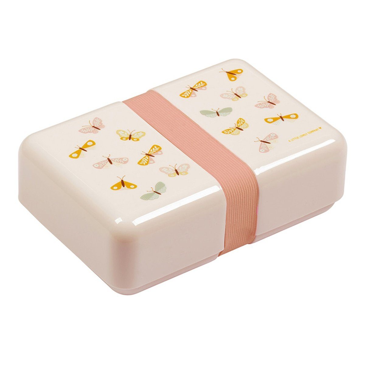 A Little Lovely Company Lunchbox Brotdose Schmetterlinge 18 x 6 x 12 cm mit Gummiband