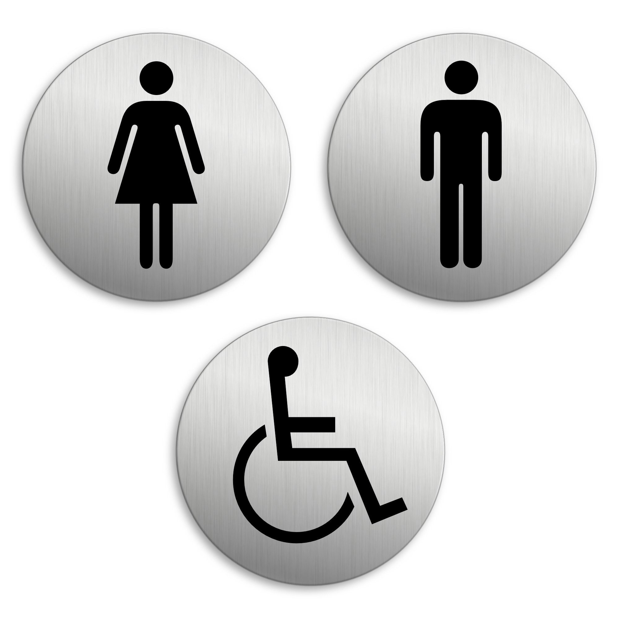 OFFORM DESIGN Hinweisschild Damen Herren Behinderte 3er-Set Toilettenschilder Ø 75 mm, (3 St)