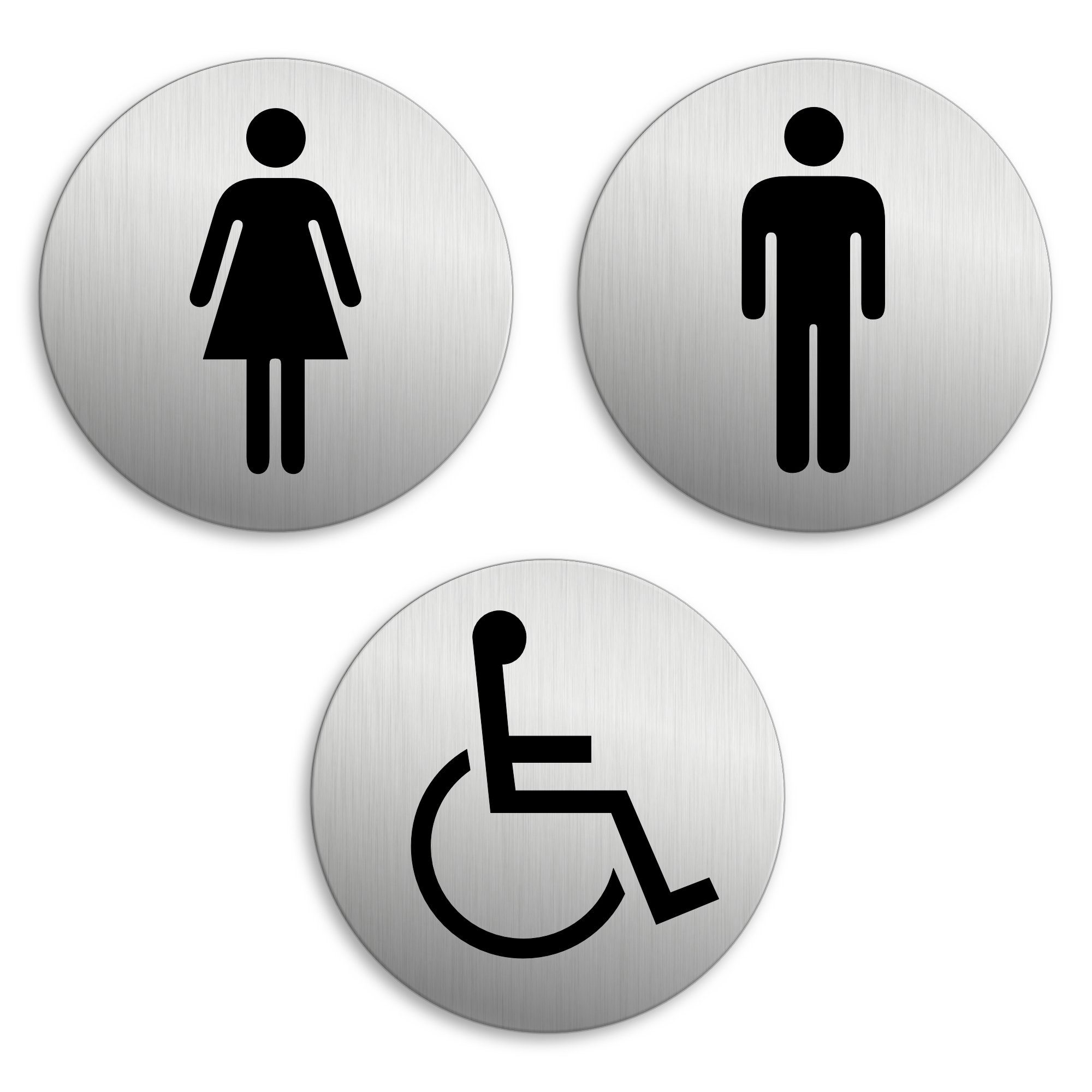 Hinweisschild Damen Herren Behinderte 3er-Set Toilettenschilder Ø 75 mm