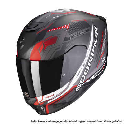 Scorpion Exo Motorradhelm Scorpion Exo 391 Haut schwarz-silber-rot matt, Integralhelm Rollerhelm Notentriegelung Frauen Männer