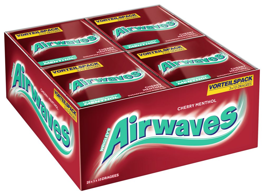 Airwaves Süßigkeit AIRWAVES Multipack Cherry Menthol 20x3x10 Dragees
