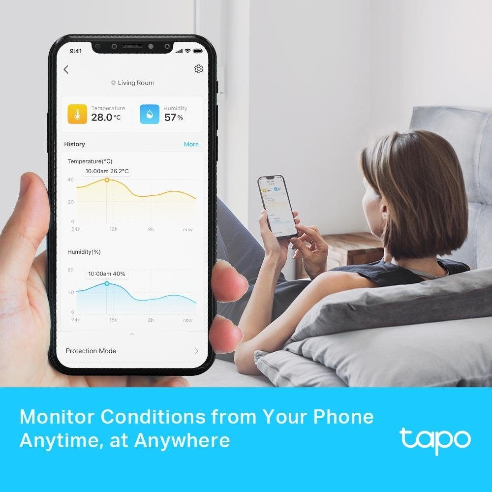 tp-link Feuchtigkeitssensor Tapo T315 Smarter Sensor, für Temperatur und Feuchtigkeit mit 2.7 Zoll E-Ink Display