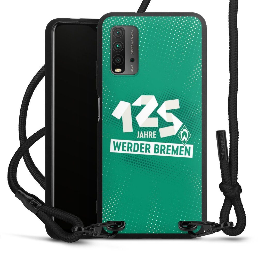 DeinDesign Handyhülle 125 Jahre Werder Bremen Offizielles Lizenzprodukt, Xiaomi Redmi 9T Premium Handykette Hülle mit Band Case zum Umhängen