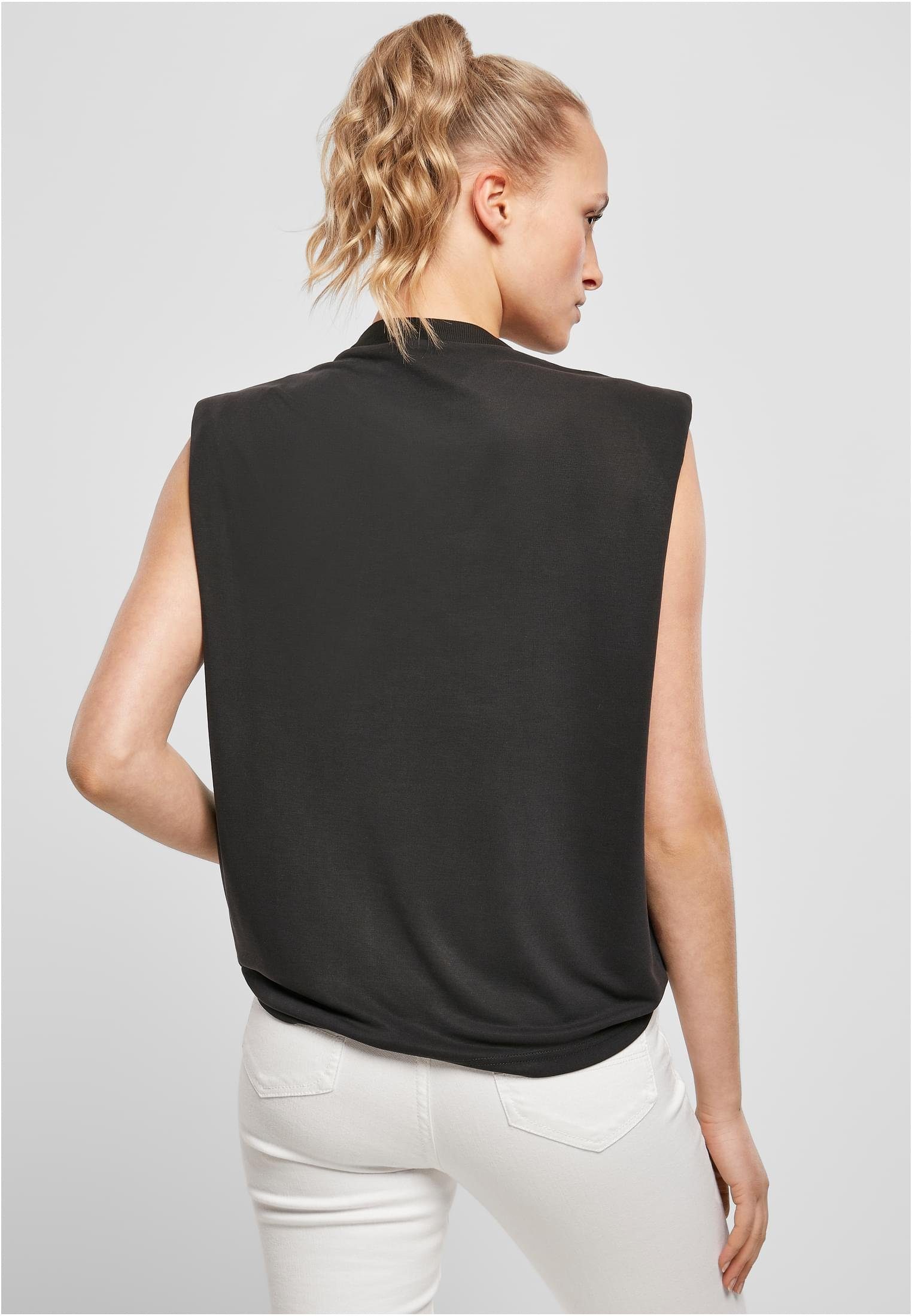 schwarz Modal Shoulder Ladies URBAN Tank Padded Damen (1-tlg) T-Shirt CLASSICS