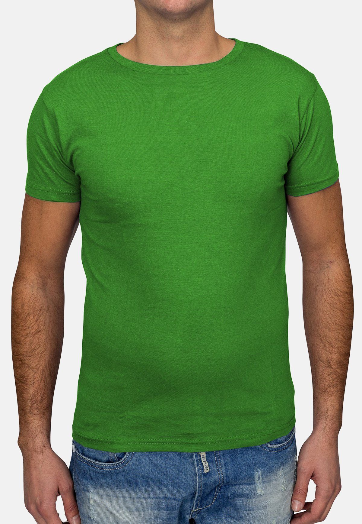 Egomaxx T-Shirt T Shirt O-Neck 1530 V-Neck Grün (1-tlg) H1530 in