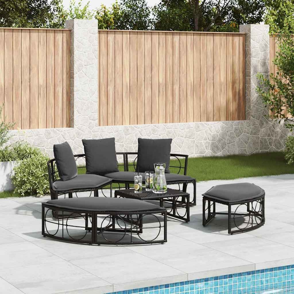 vidaXL Bett Outdoor-Loungebett ohne Dach Schwarz Poly Rattan