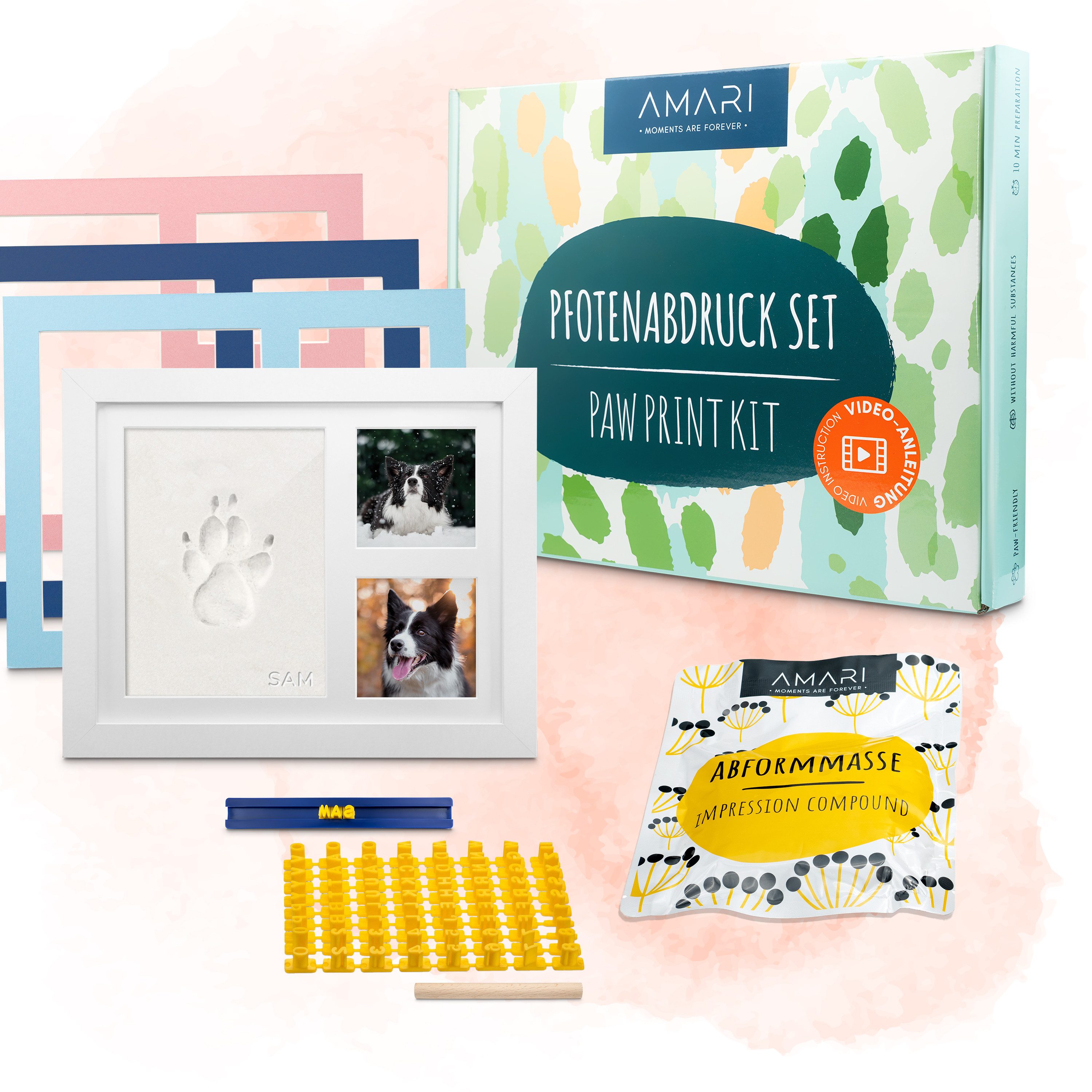 Amari Bilderrahmen-Set Gips Pfotenabdruck Set – Abdruckset für Tiere, Bilde günstig online kaufen