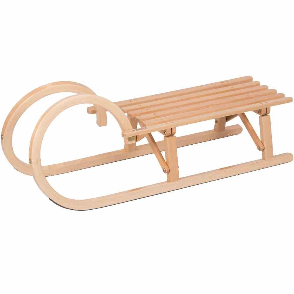 COLINT Schlitten Klappschlitten faltbar SCHLITTEN 100CM Hörner Form Holz Faltschlitten