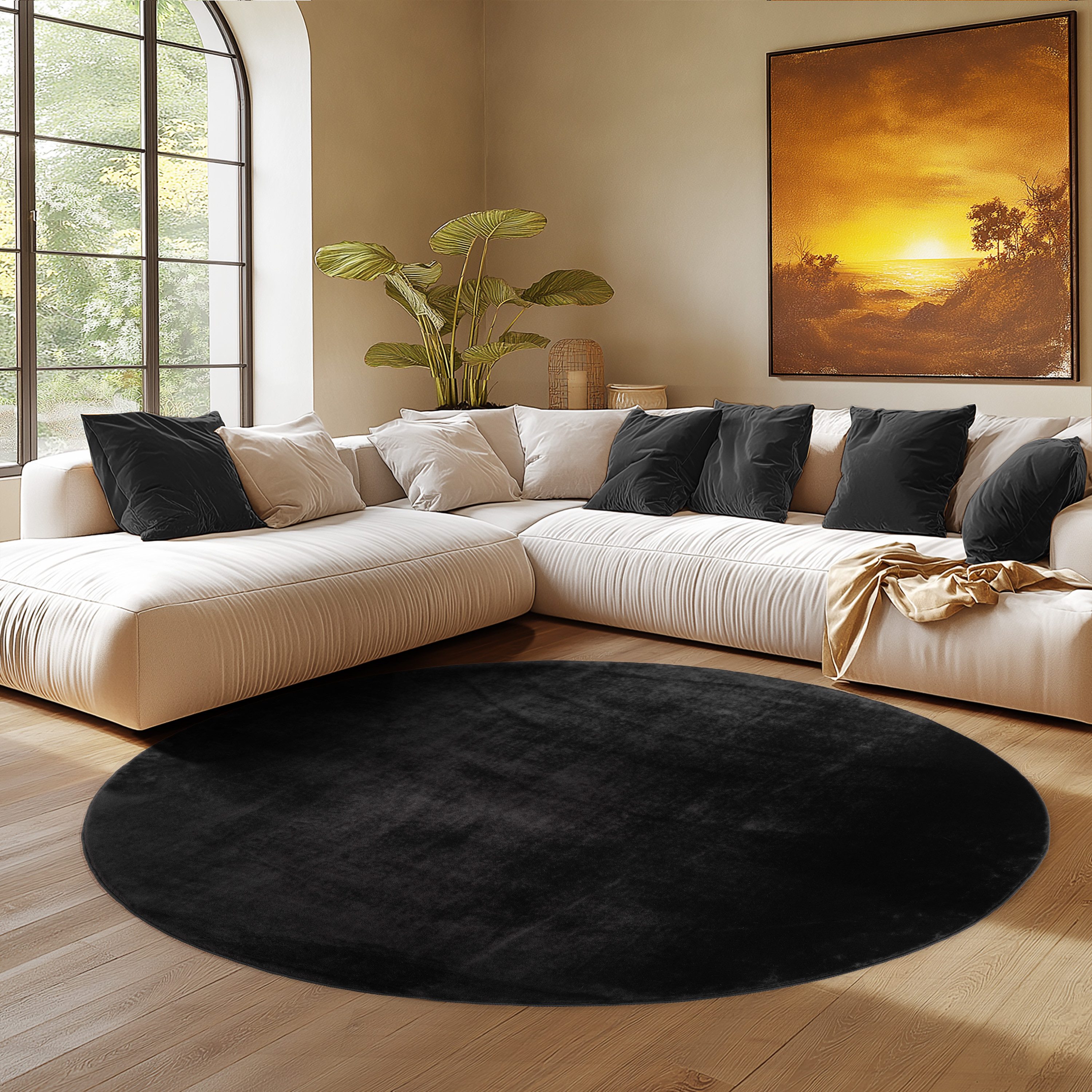 SIMPEX24 Teppich Unicolor - Einfarbig, Rund, Höhe: 11 mm, Perfekt geeignet für Wohnzimmer, Schlafzimmer,Kinderzimmer