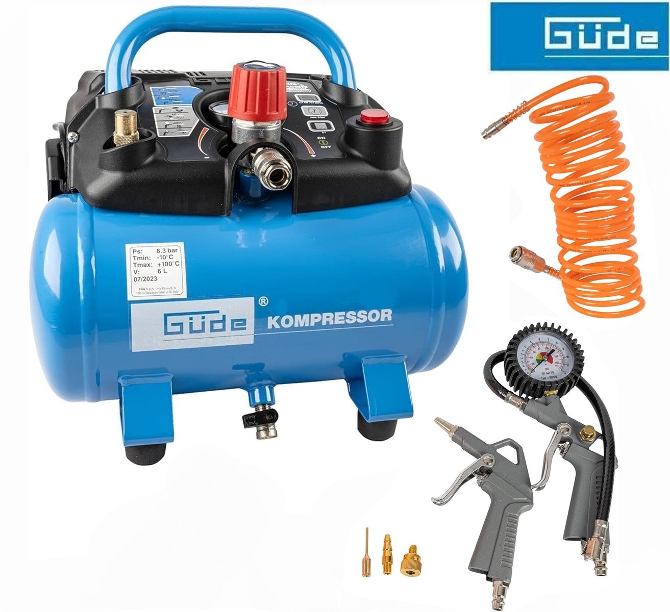 Güde Kompressor Kompressor Airpower 190/08/6 + Reifenfüller, Ausblaspistole, Schlauch – Bild 3 von 5