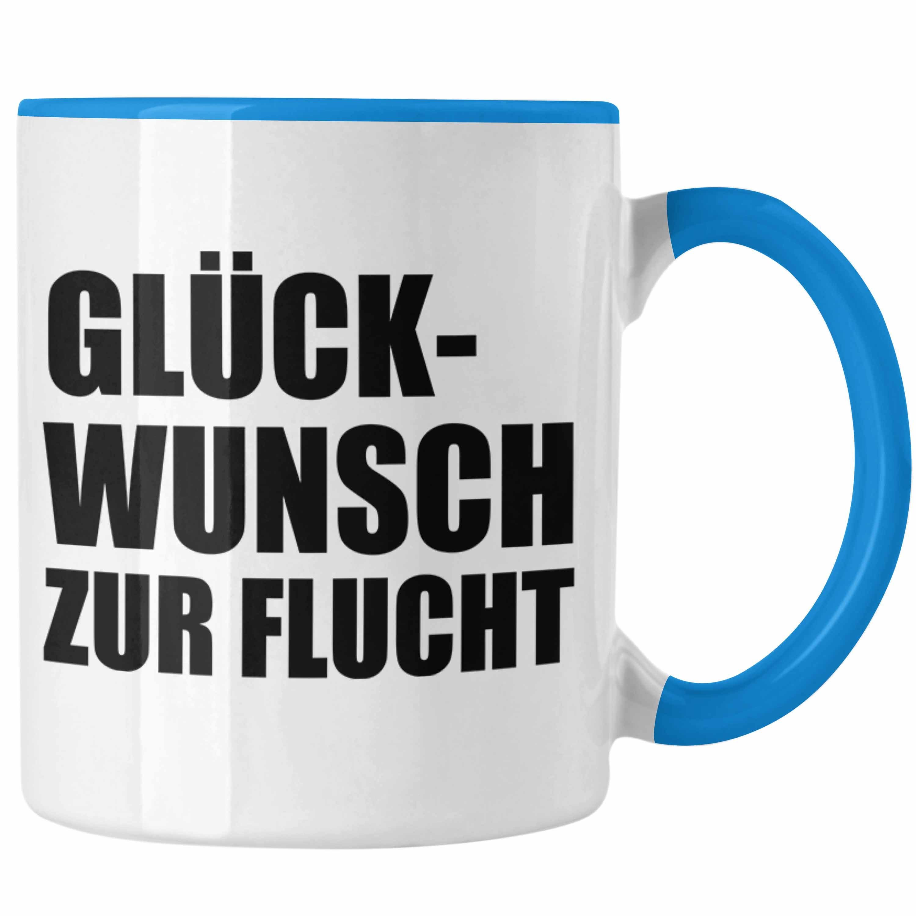 Abschiedsgeschenk - Glückwunsch Trendation Trendation Jobwechsel Kaffeetasse Sprüche Geschenk Flucht Kollege Lustig Zur Kollegin Tasse Tasse Blau