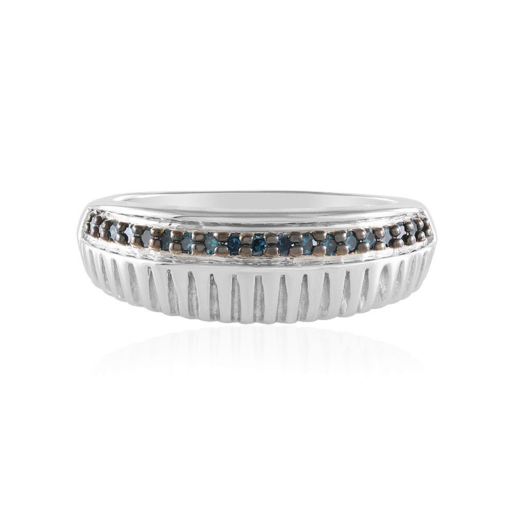 Cavill Diamantring Cavill Silberring mit 19 blauen Diamanten, 0,11 ct, Echtschmuck (1-tlg)