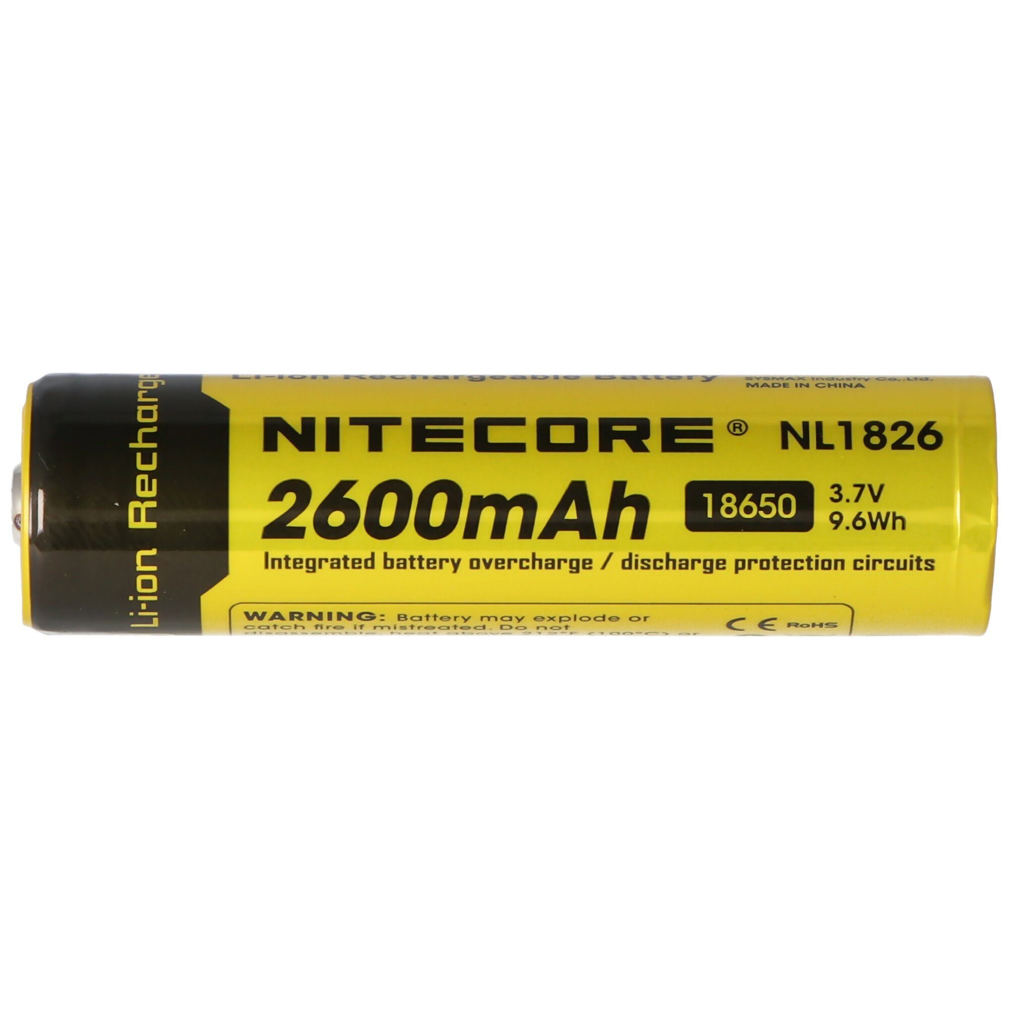 (3,7 Li-Ion mAh Taschenlampen V) NiteCore 2600 mit 2600mAh, LED Akku Akku für C 18650 NL186 Nitecore
