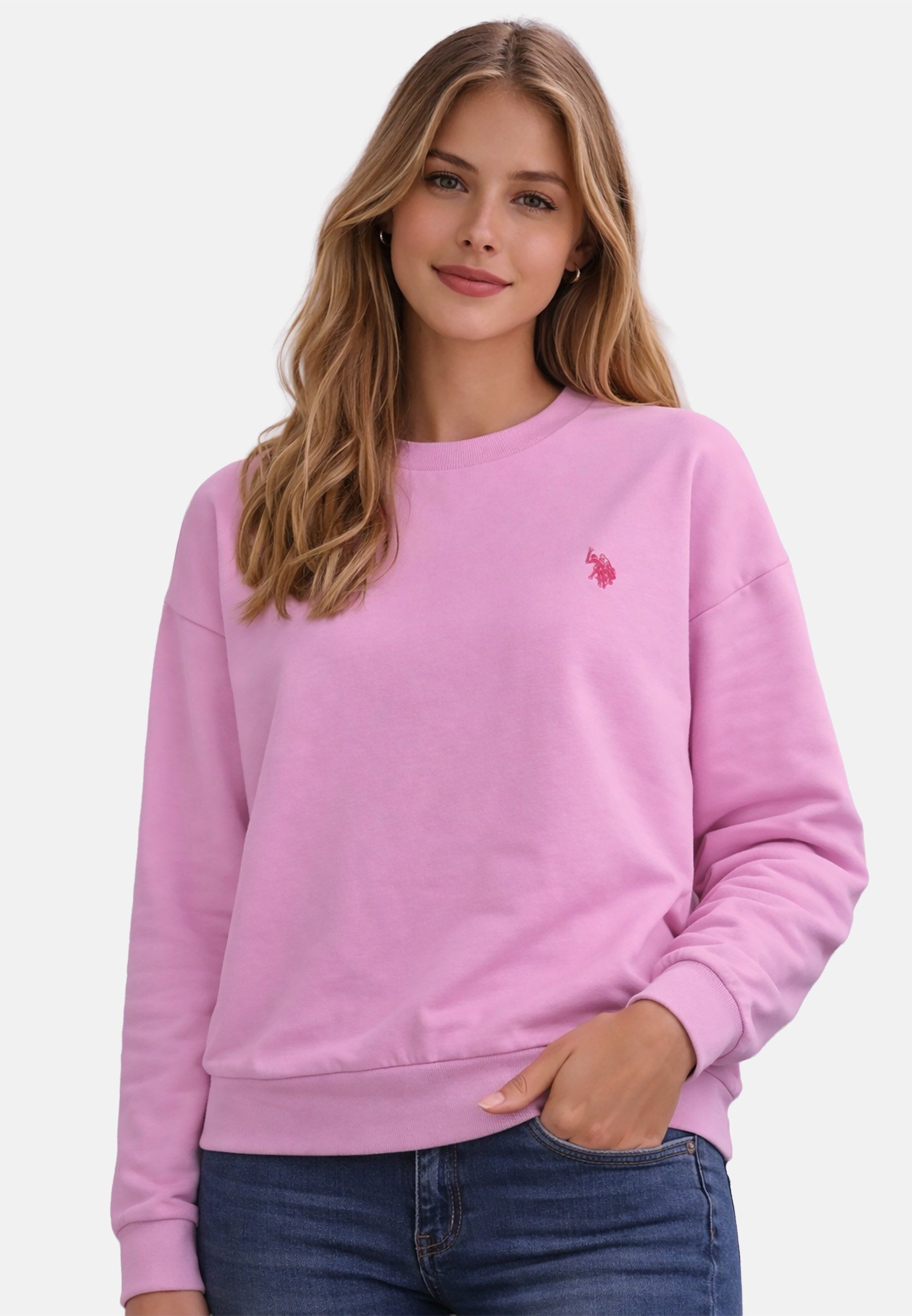 U.S. Polo Assn. Sweatshirt USKalatine Pullover Rundhals – Baumwollmix Sweater Weicher Rundhalspullover mit Stretch und Logo-Stickerei