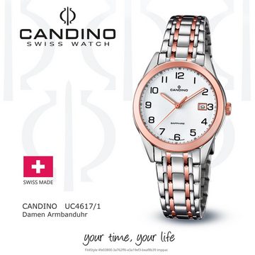 Candino Quarzuhr Candino Damen Uhr Analog C4617/1, (Analoguhr), Damen Armbanduhr rund, Edelstahlarmband roségold, silber, Elegant