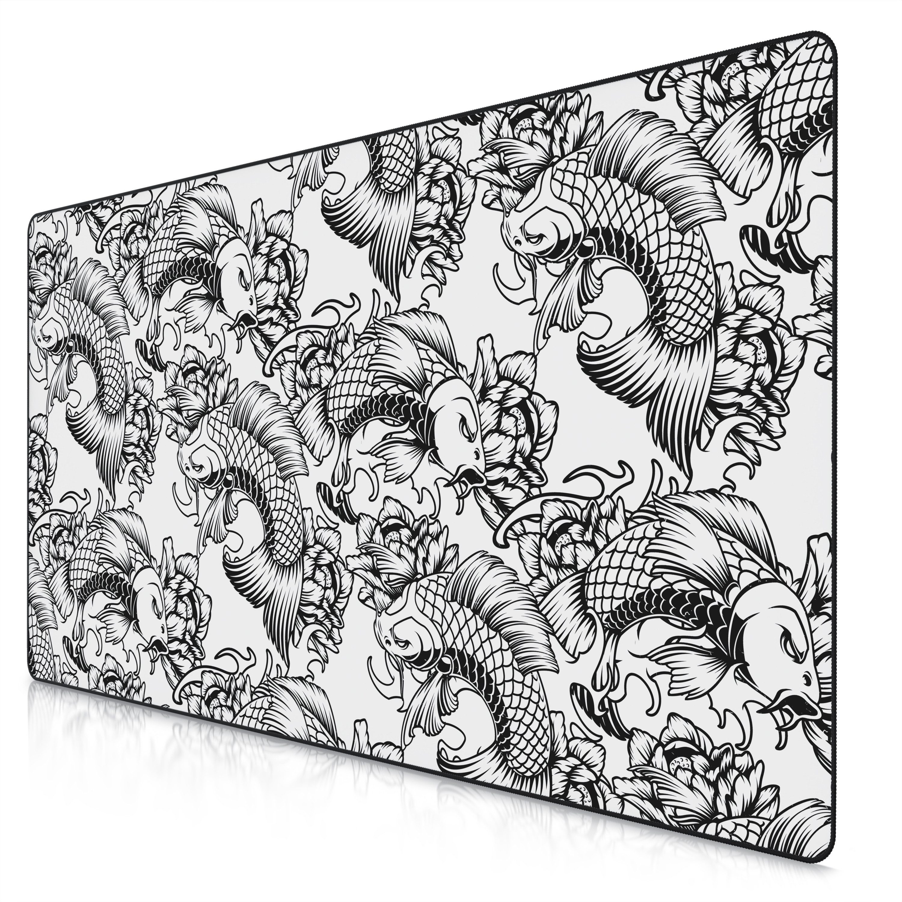 Titanwolf Gaming Mauspad XXXL Speed Mousepad 1200 x 600 x 3 mm, große Schreibtischauflage, rutschfest, abwaschbar, Geschwindigkeit & Präzision, Koi Tattoo 2