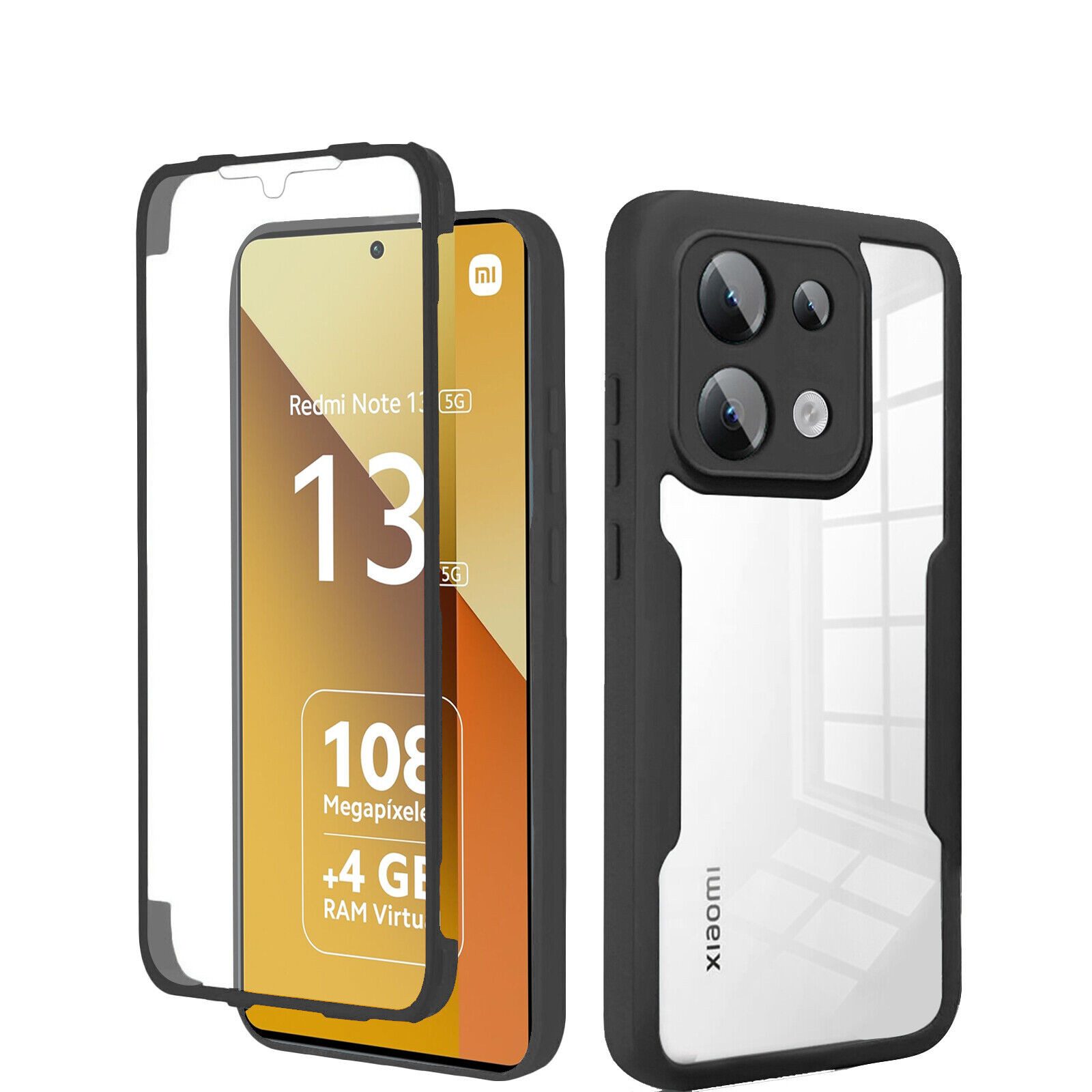 betterfon Handyhülle für Xiaomi Redmi Note 13 5G TPU Schutzcase, 2-teiliges 360 Grad Case mit Rundumschutz und Displayschutz