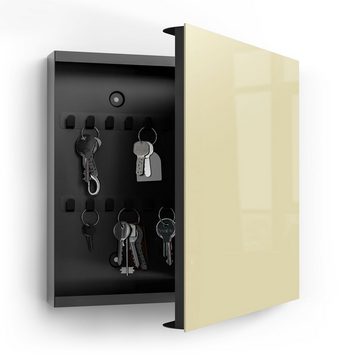 DEQORI Schlüsselkasten 'Unifarben - Beige', Glas Schlüsselbox modern magnetisch beschreibbar