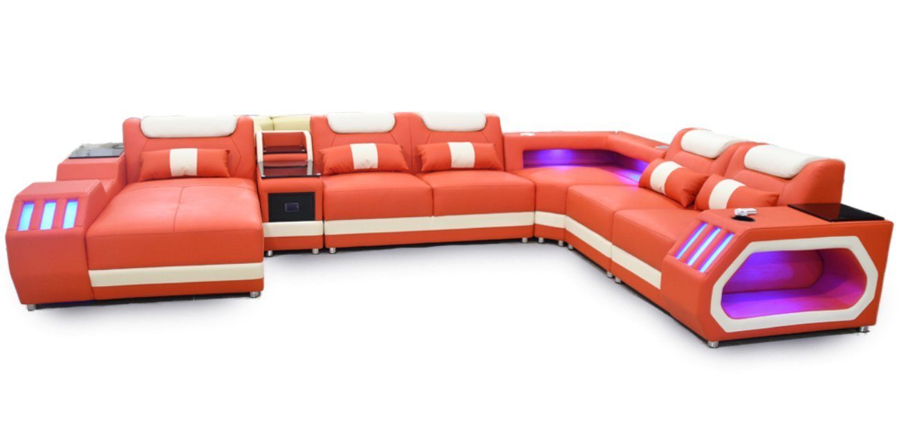 JVmoebel Ecksofa Ecksofa U-Form Orange Wohnlandschaft Couch Eckgarnitur Sofa Modern, 1 Teile, Made in Europa