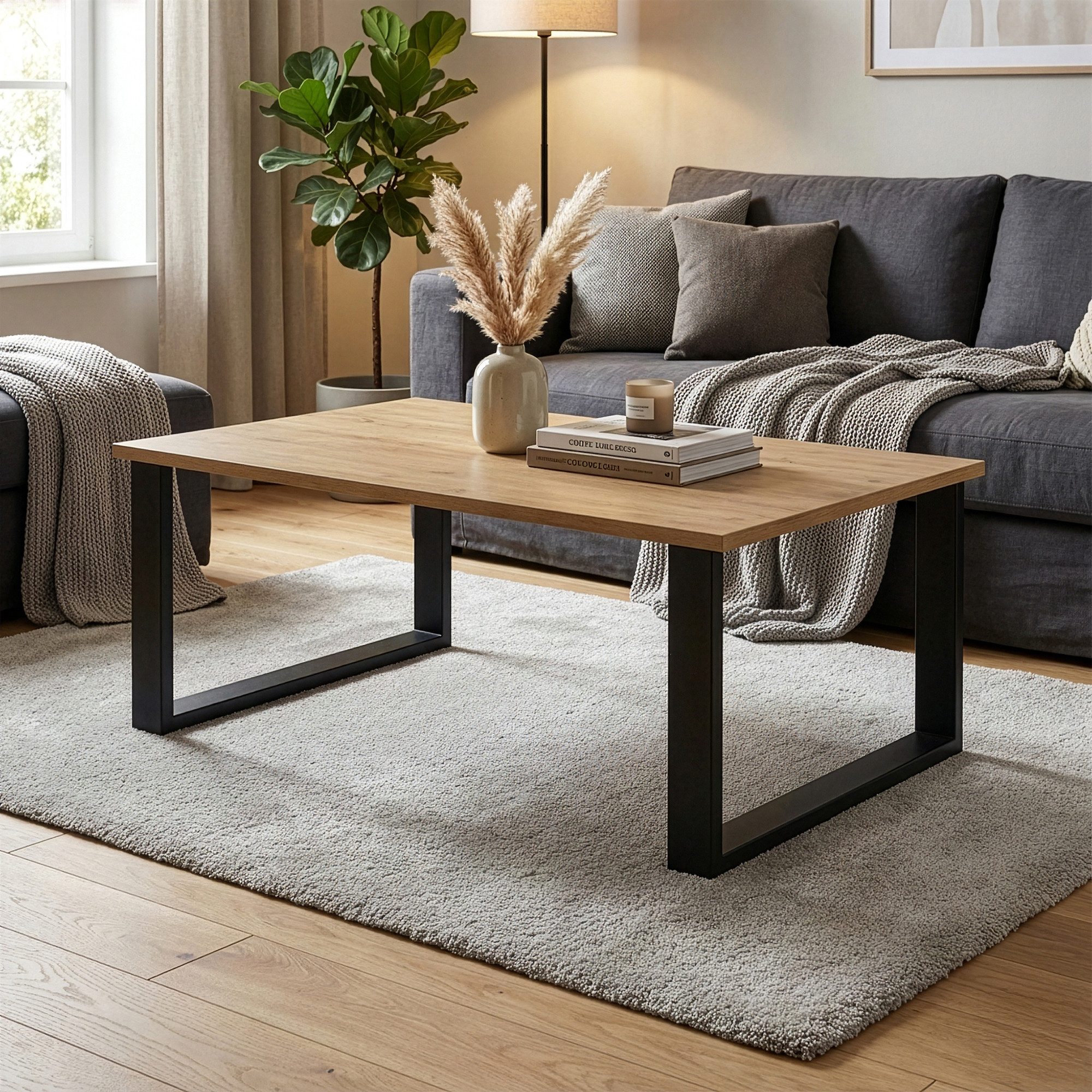 en.casa Untergestell, »Makers« für Couchtisch 40 x 66 cm Stahl Schwarz