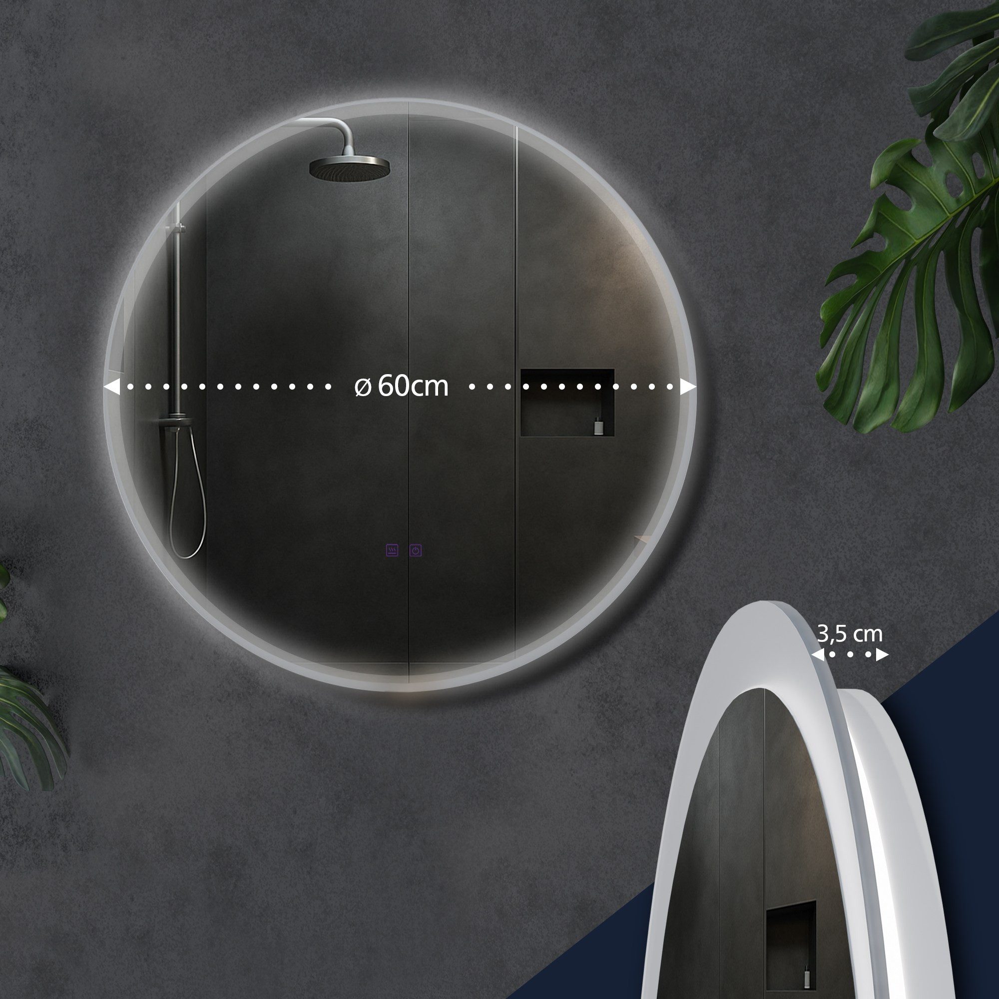 CLP Wandspiegel Laconia, Bluetooth-Lautsprecher, Anti-Fog, LED-Licht, IP44 günstig online kaufen