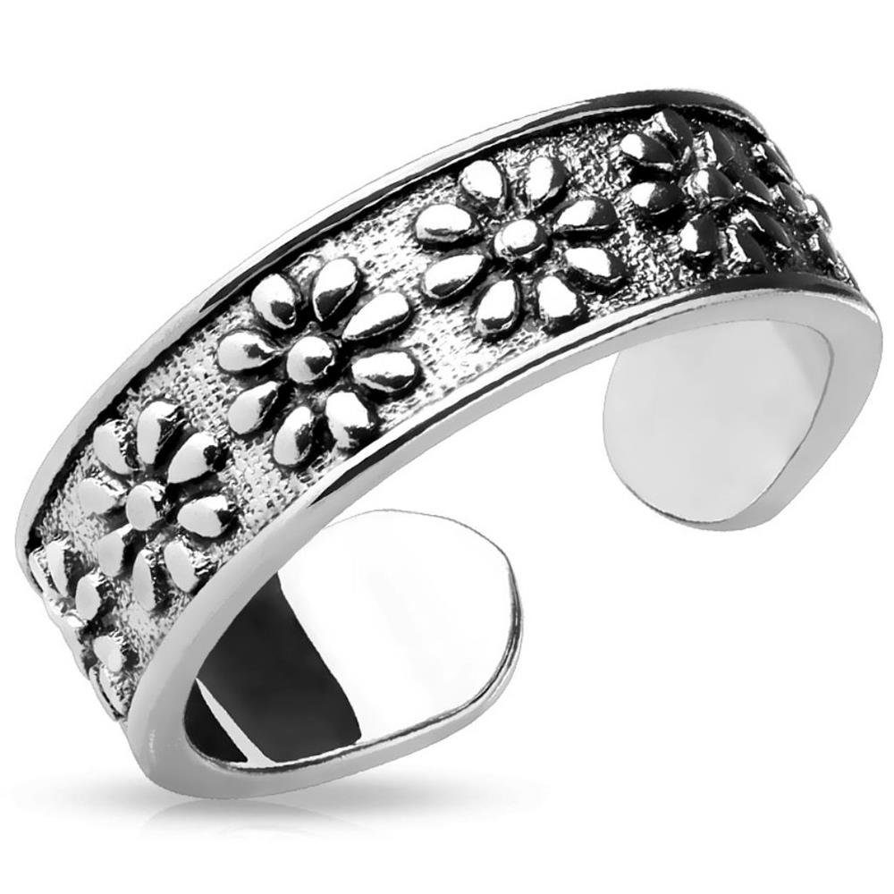 BUNGSA Zehenring Zehenring Blüten Silber aus Messing Damen, Zehring Toering