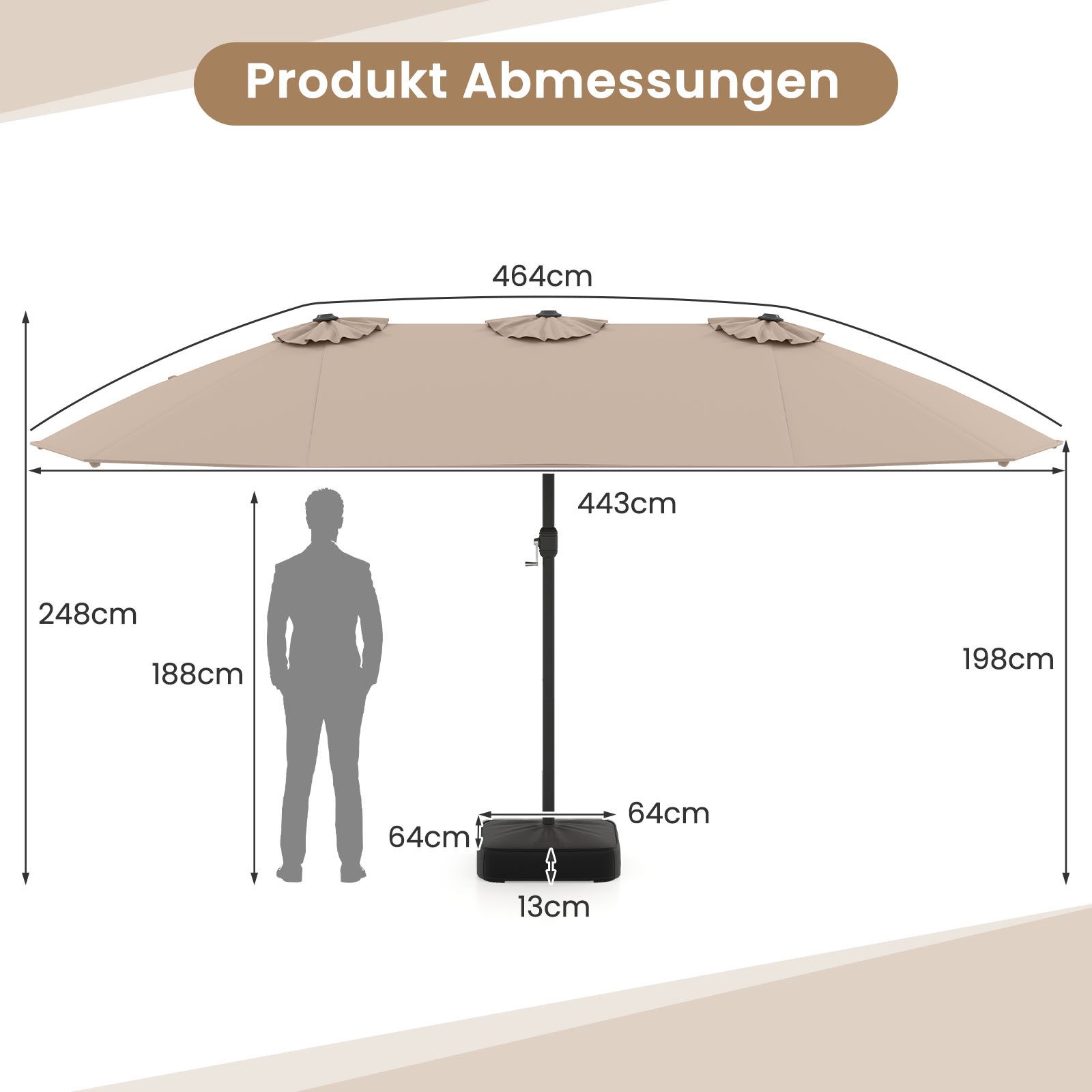 COSTWAY Sonnenschirm, LxB: 443x265 cm, mit günstig online kaufen