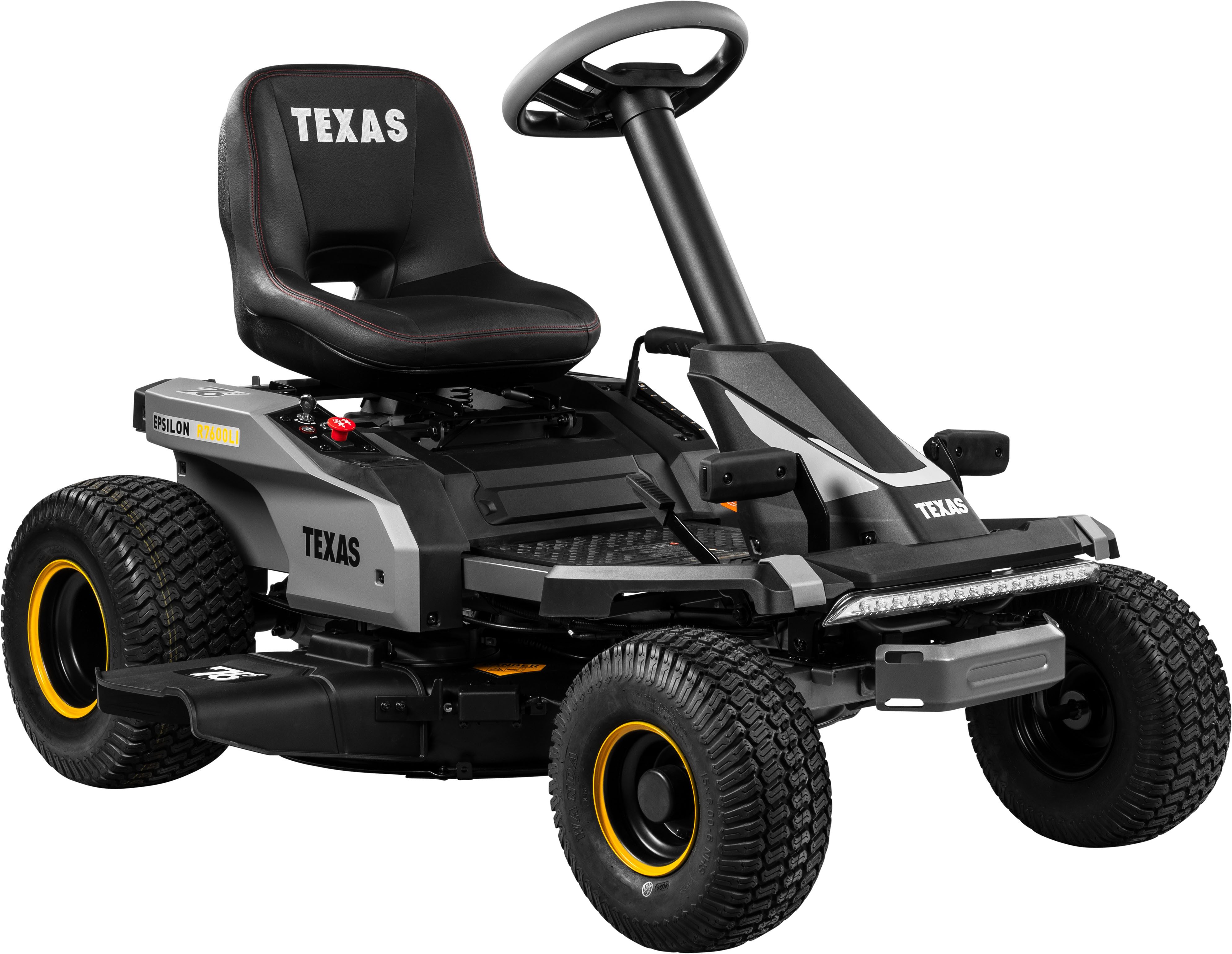 Texas Akku-Rasentraktor Epsilon R7600Li, 76 cm Schnittbreite, inkl. Ladegerät, Mulchstopfen und Seitenauswurf, 72 V Akku, 7 Schnitthöhen