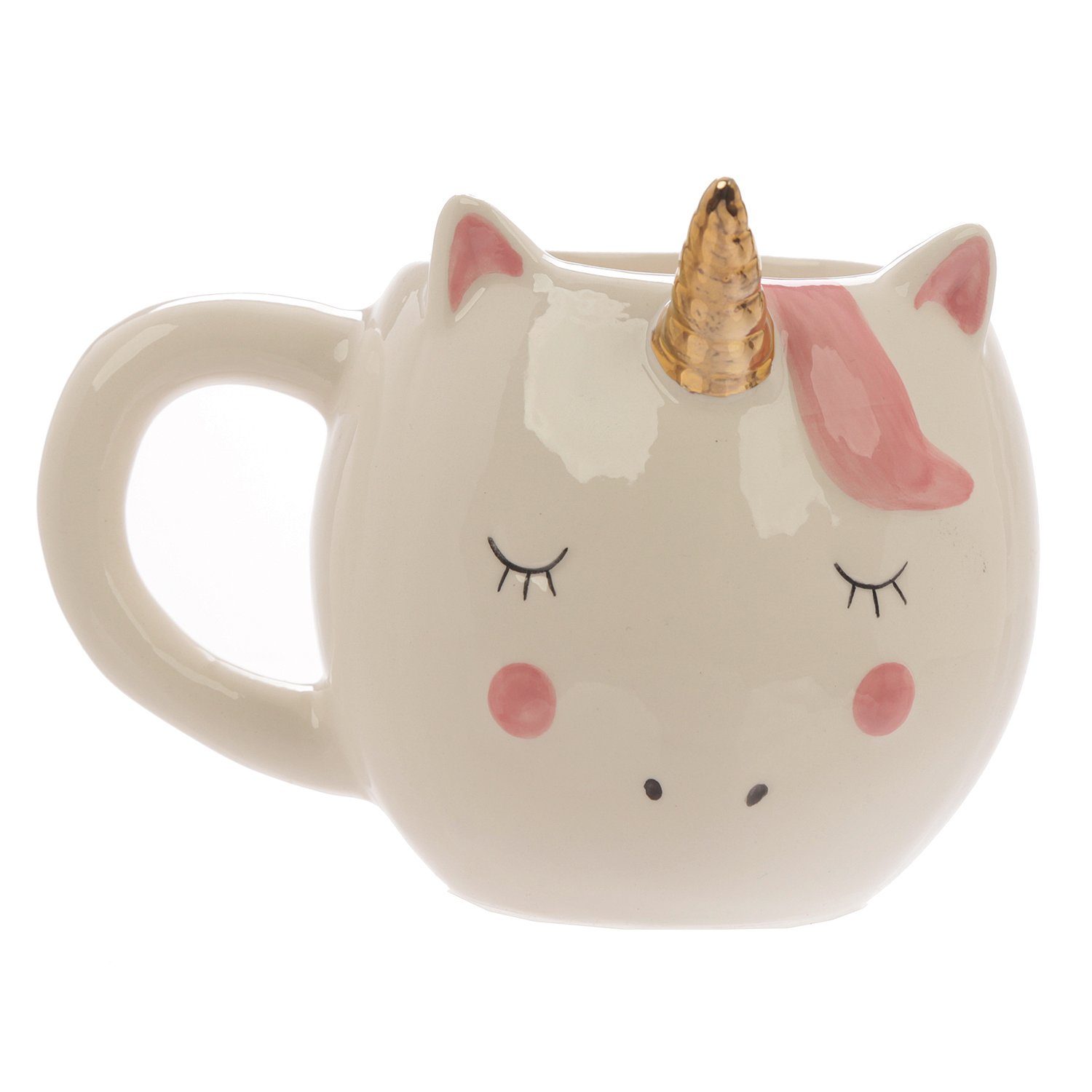 Puckator Cappuccinotasse Einhorn Tasse Enchanted Rainbows 3D Kawaii, 100% Keramik