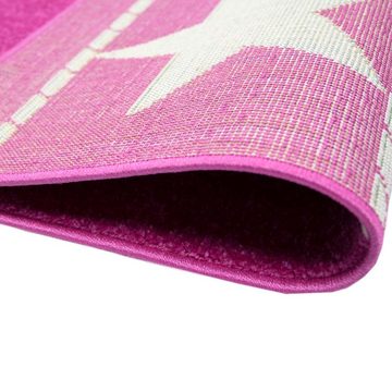 Kinderteppich Kinderteppich Spielteppich Kinderzimmer Teppich Stern pink creme, Carpetia, rechteckig, Höhe: 9 mm
